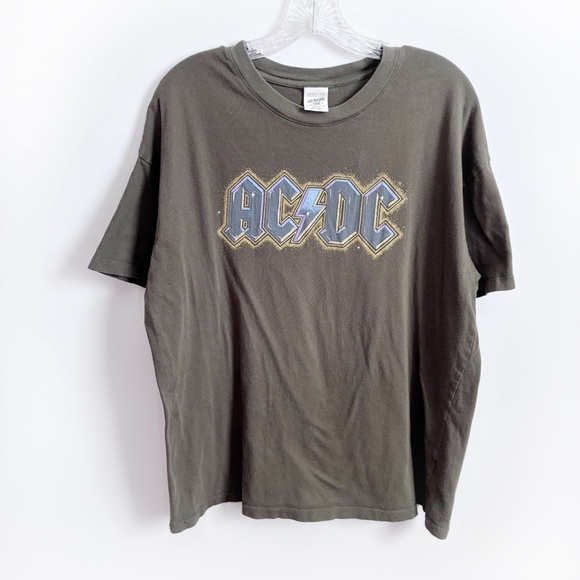 American Eagle Outfitters Tops - American Eagle band t-shirt green olive AC/DC short sleeves cotton logo